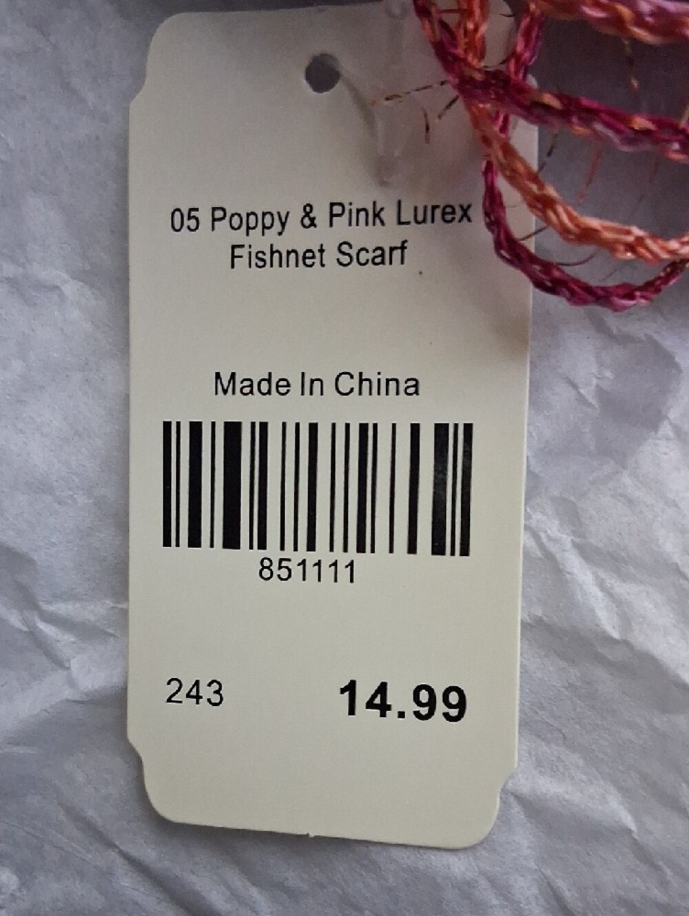 Coral And Pink Metallic Knit Fashion Scarf From Cracker Barrel - Picture 2 of 5